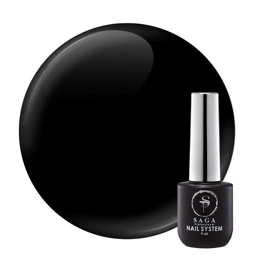 Гель-лак SAGA Professional gel Polish Super Black (9 мл, чорний, емаль), 9 мл, Емаль