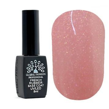 Купити Каучукова база для гель-лаку френч с шиммером "rubber base coat french", Global Fashion 8 мл №18 , ціна 129 грн, фото 1