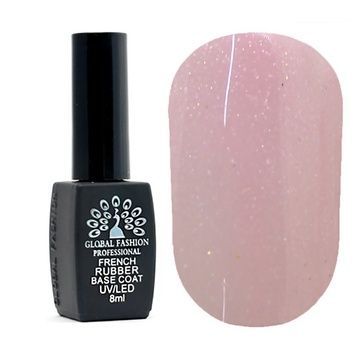Купити Каучукова база для гель-лаку френч с шиммером "rubber base coat french", Global Fashion 8 мл №16 , ціна 129 грн, фото 1