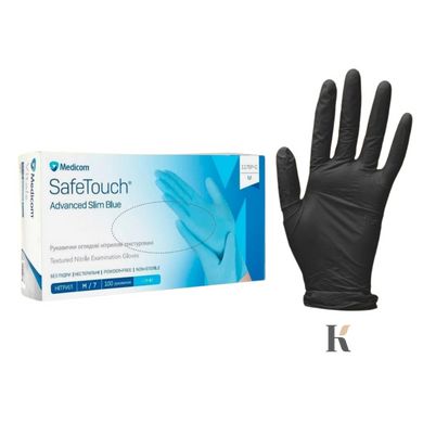 Купити Нітрилові рукавички неопудрені Medicom SafeTouch Black, 100 шт , ціна 250 грн, фото 1