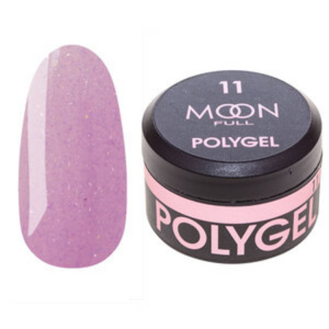 Полигель Moon Full Poly Gel №11, 15 мл Лёгкий розовый с шиммером, 15 мл, шиммер/микроблеск