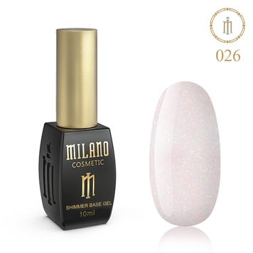 Купити Кольорова база для гель-лаку Milano Shimmer Base Gel 026 (10 мл, з шиммером, рожево-сіра) , ціна 140 грн, фото 1