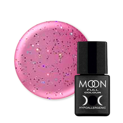 Гель-лак Moon Full Color Classic №306 ( напівпрозорий рожевий з різнобарвним шиммером), Сlassic, 8 мл, Шимер/мікроблиск