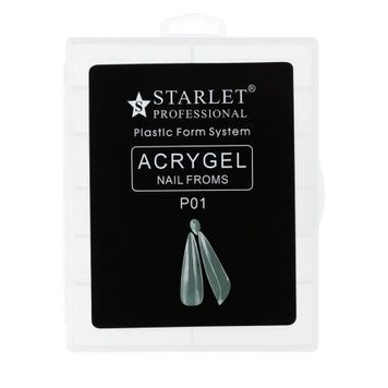 Купити Верхні форми для нарощування нігтів Starlet Professional Acrygel P01 мигдальної форми, з розміткою, 120 шт. , ціна 115 грн, фото 1