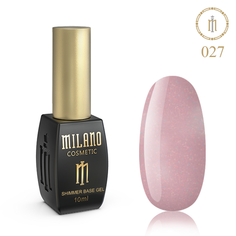 Купить Цветная база для гель-лака Milano Shimmer Base Gel 027 (10 мл, с шиммером, бордово-розовая) , цена 140 грн, фото 1