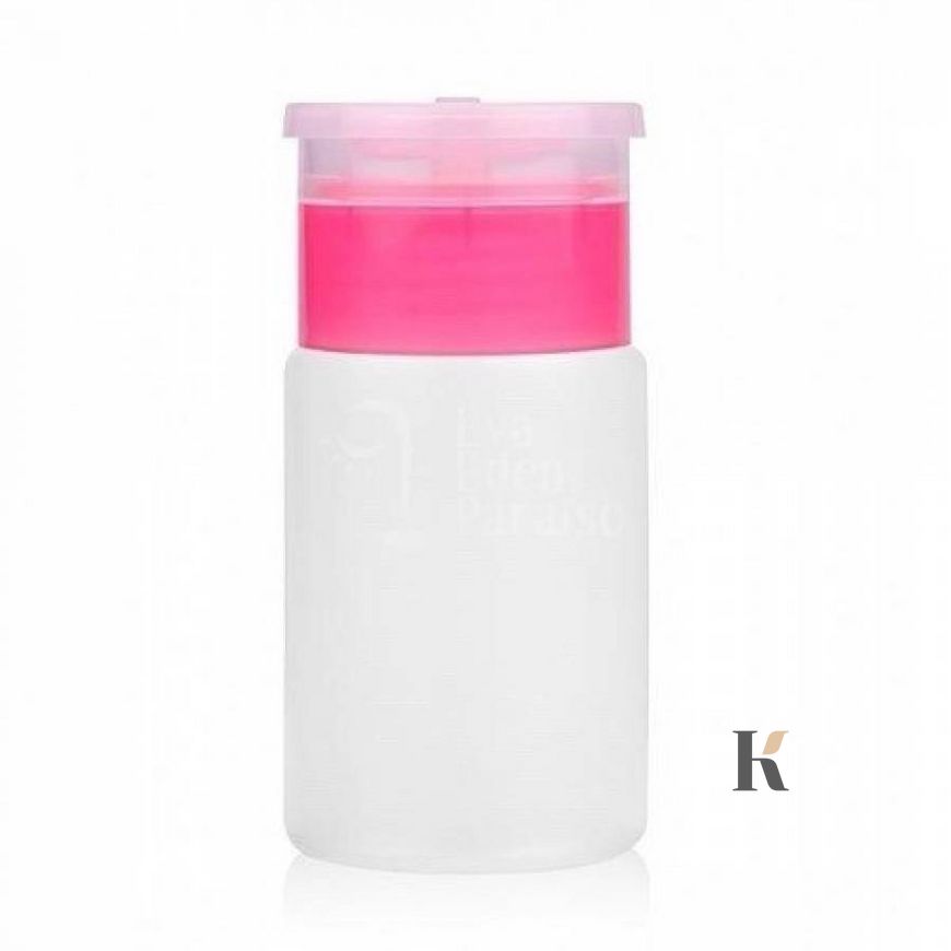 Баночка-помпа пластиковая с розовой крышкойс 180 мл